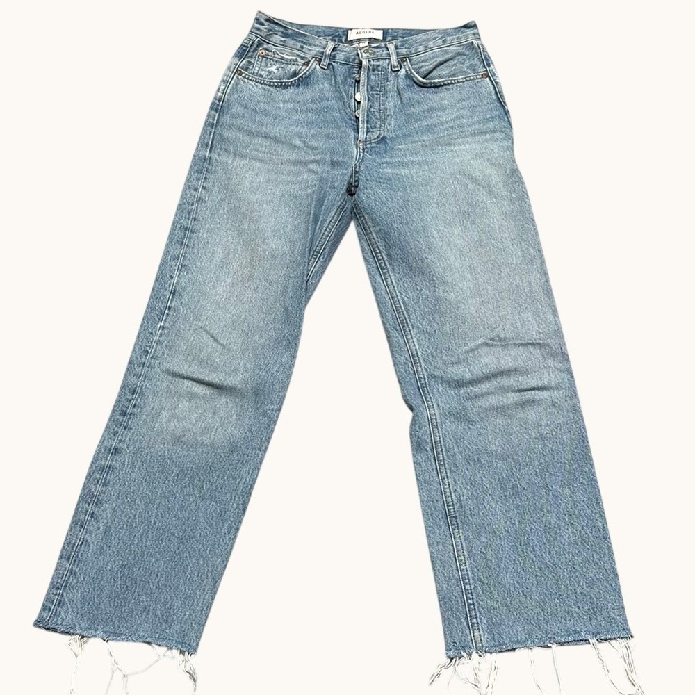 AGOLDE 90's Jean High Rise Straight Leg Crop Denim Raw Hem A069-1371 Size 24